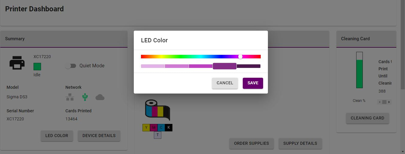 Changing LED Colour on Printer Dashboard