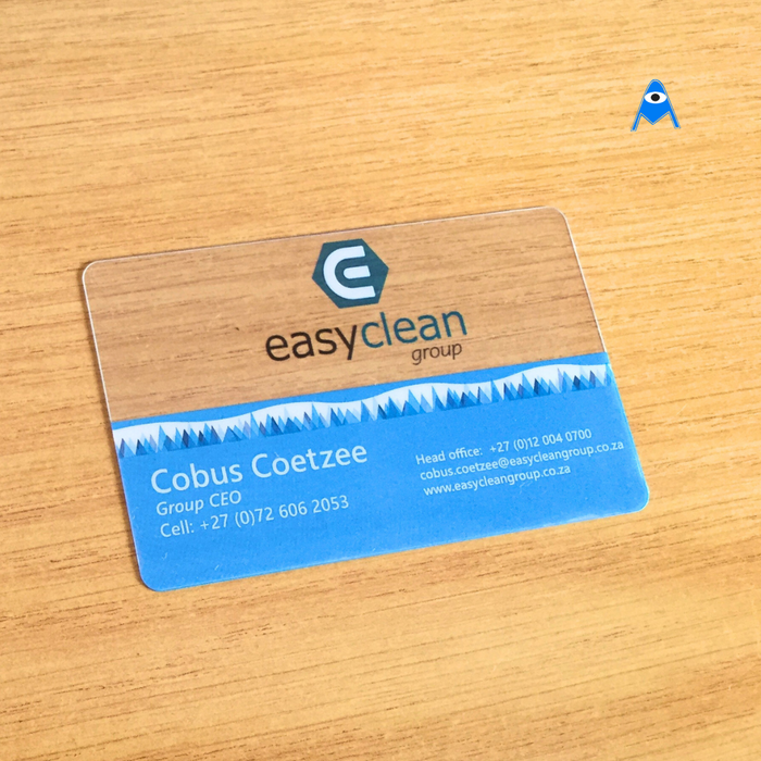 Clear card with wood background