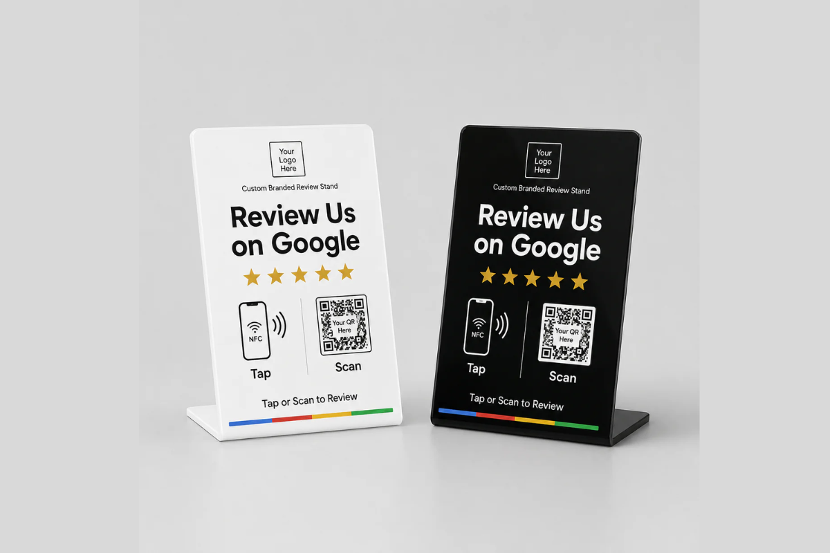 NFC & QR Code Review Stand