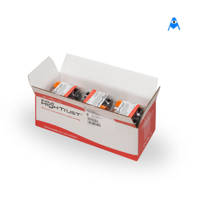 Box of ink cartridges with Agilia Colour Ribbon