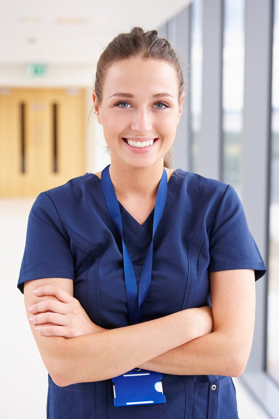 Female Nurse with Lanyard and Cardholder