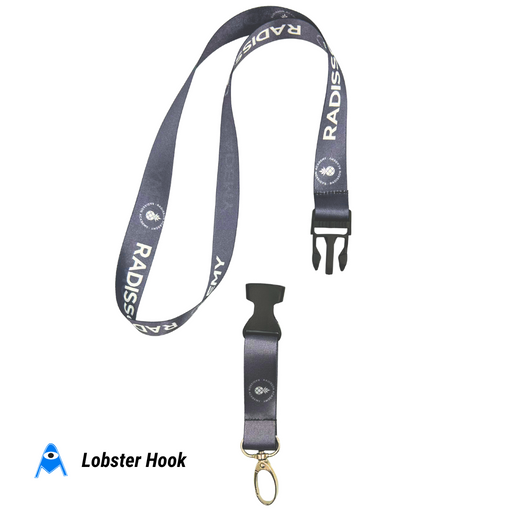 Printed lanyard with Lobster Hook and Release Buckle Open