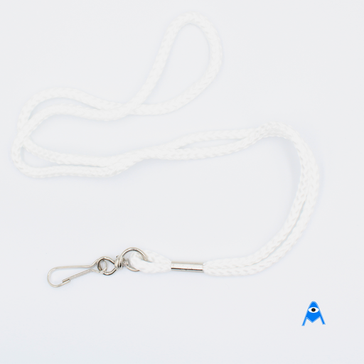 White cord lanyard with swivel clip