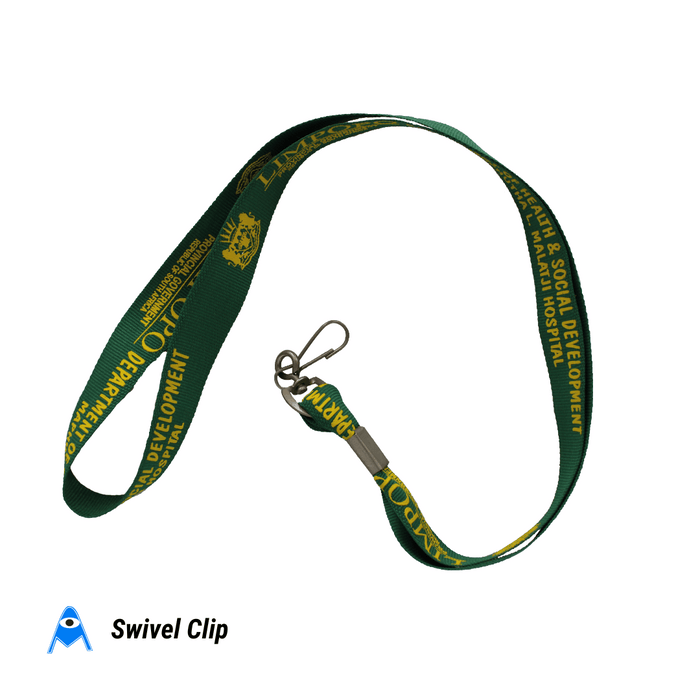 Woven Printed Lanyard with Swivel Clip with tie in middle