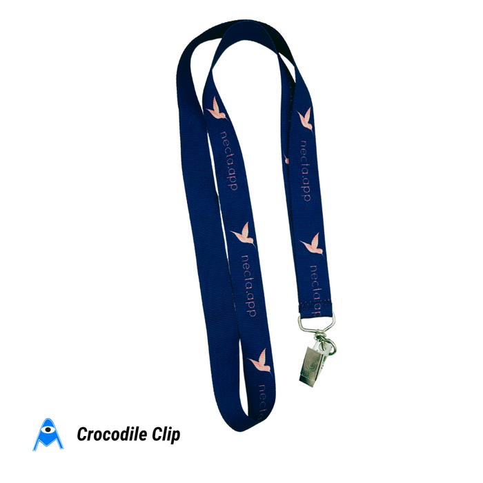 Woven printed lanyard with crocodile clip
