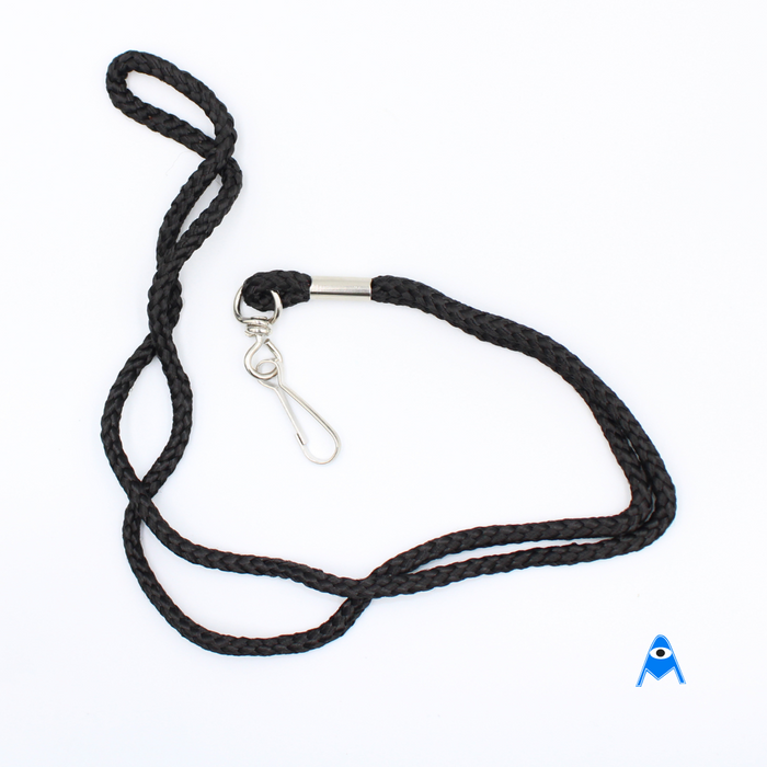 Wavy black cord lanyard with swivel clip